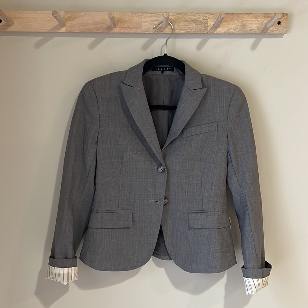 Theory | Charcoal Grey Stretch Wool Gabe Blazer | Sz 4